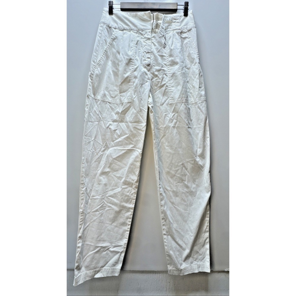 NILI LOTAN Dallas Pants Women's 4 White High Waist Straight Leg Pleated Buckle